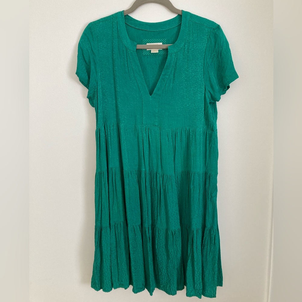 Maeve by Anthropology green knee length short sleeve dress